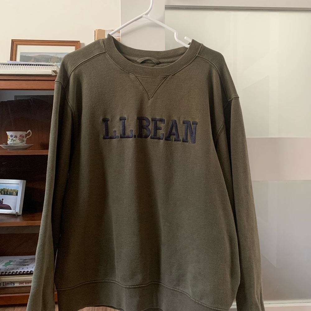 L.L. Bean Men's Dark Olive Crewneck Sweater